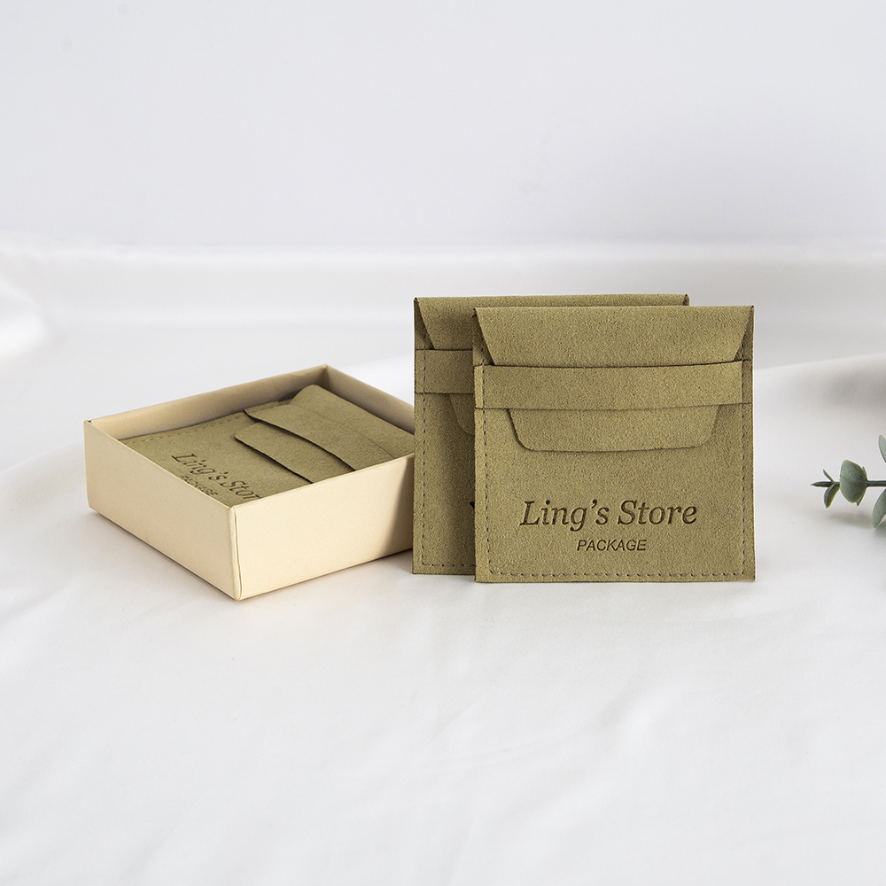 Flap Bag Envelope - 100Pcs Custom Logo Green Jewelry Packaging