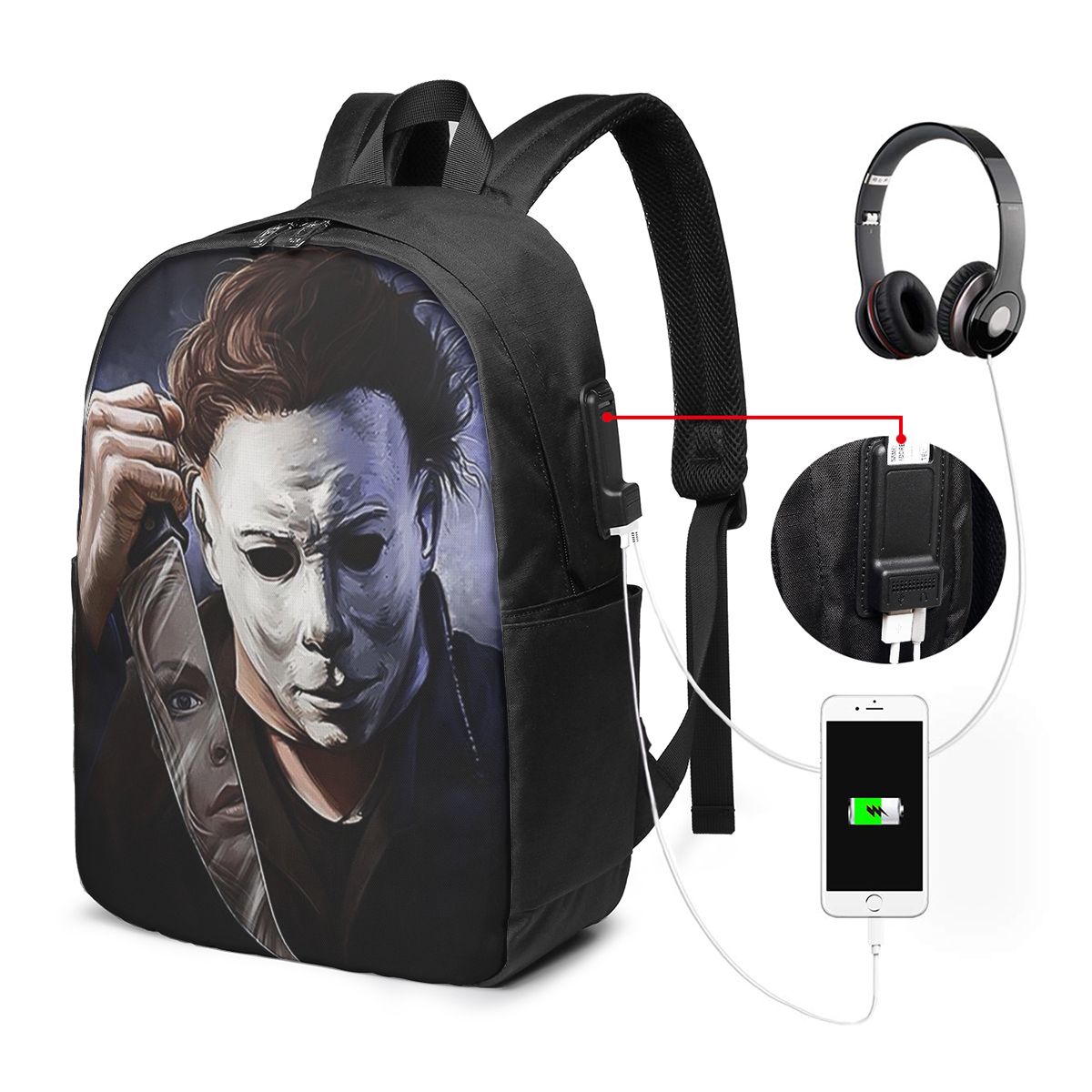 Woman In Bag - Michael Myers Backpack Travel Notebook Bag