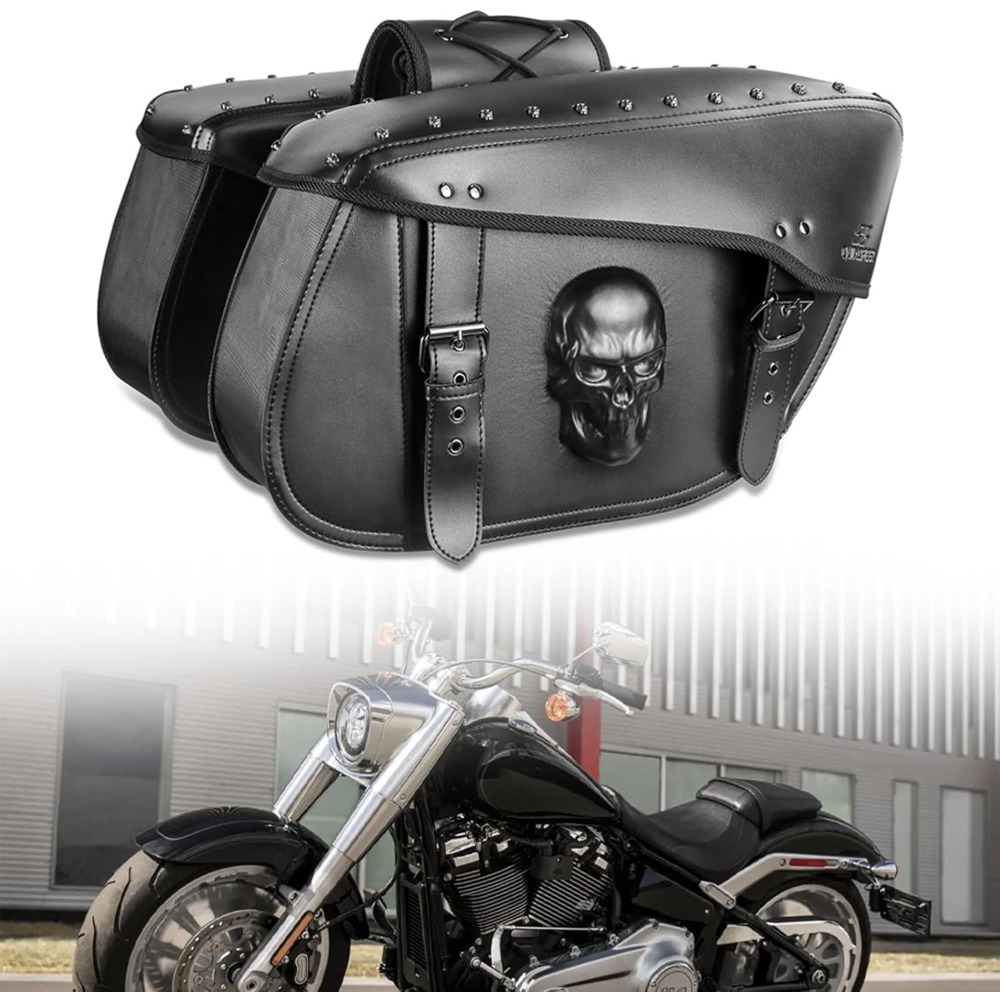 Saddle Bag Leather - motorcycle saddlebags 32l large capacity pu