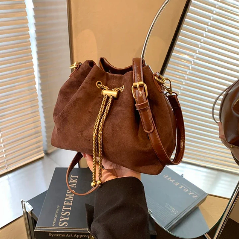 Women Bags Zara - Soft Solid Faux Suede Simple Commuting