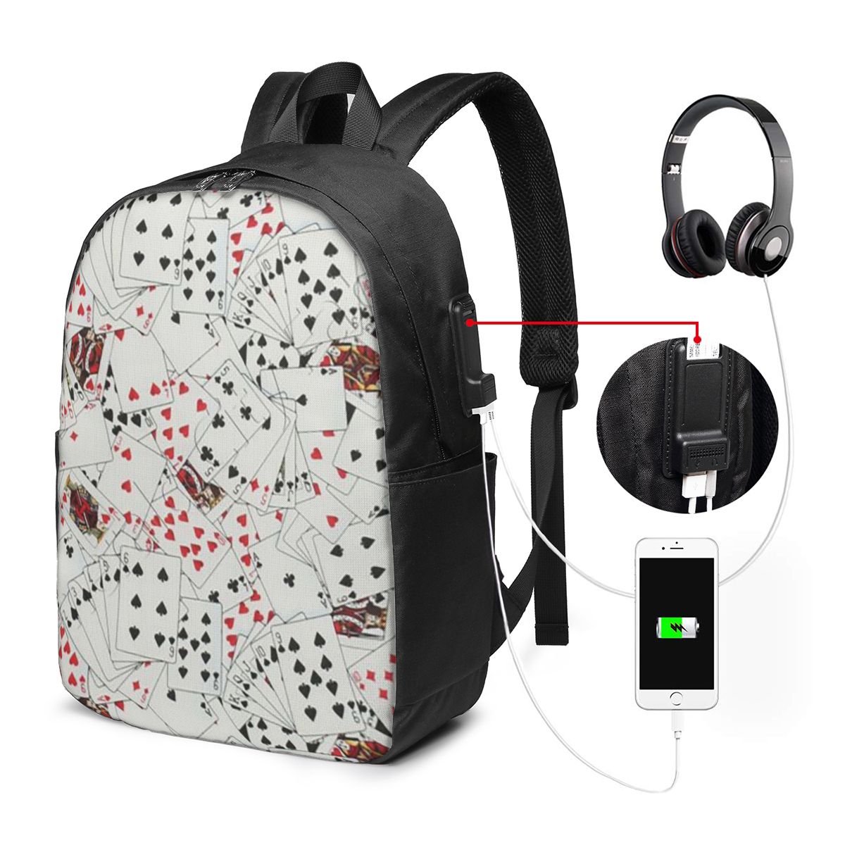 Playing Cards Poker Print Back - đánh giá và giá Women Bags For College