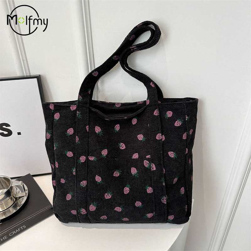 Corduroy Handbag Strawberries  - đánh giá và giá Women Bags Zara
