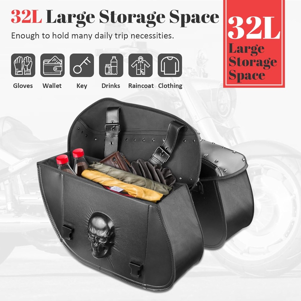 motorcycle saddlebags 32l larg - đánh giá và giá Saddle Bag Leather