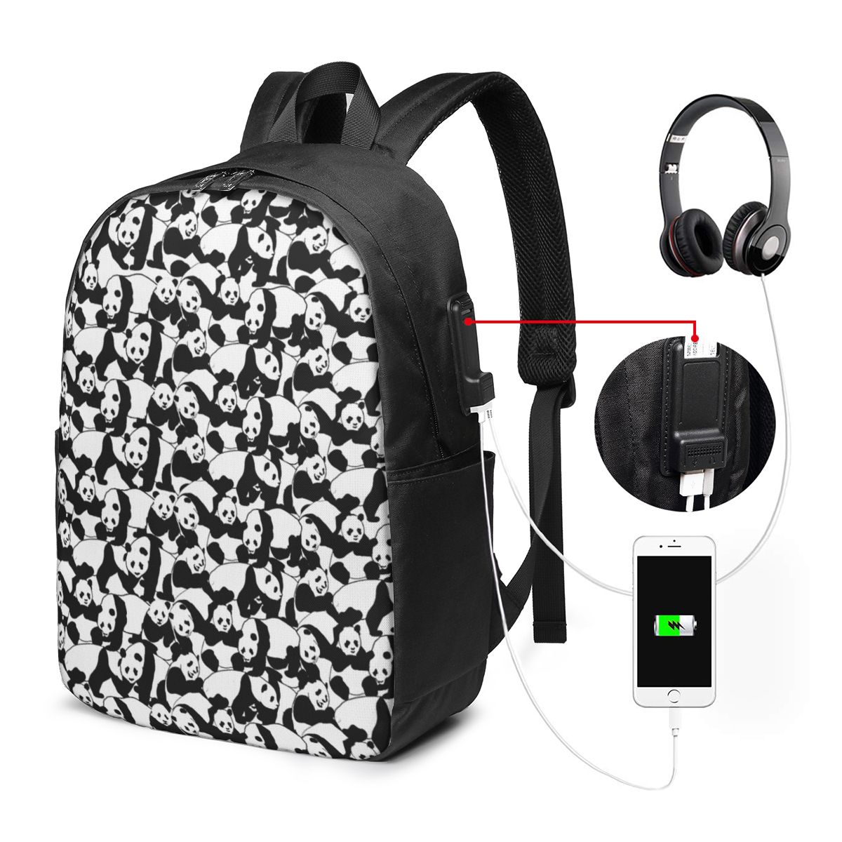 Panda Pattern Backpack Travel  - đánh giá và giá Women Bags For College